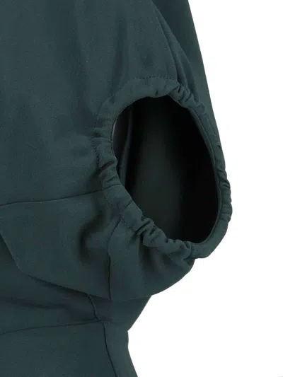 Victoria Beckham Dark Green Midi Dress In Satin In Green