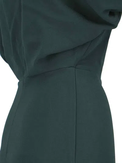 Victoria Beckham Dark Green Midi Dress In Satin In Green