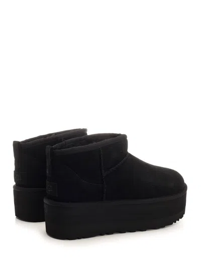 Ugg Ultramini Black Boots With Platform In Suede Woman In Black