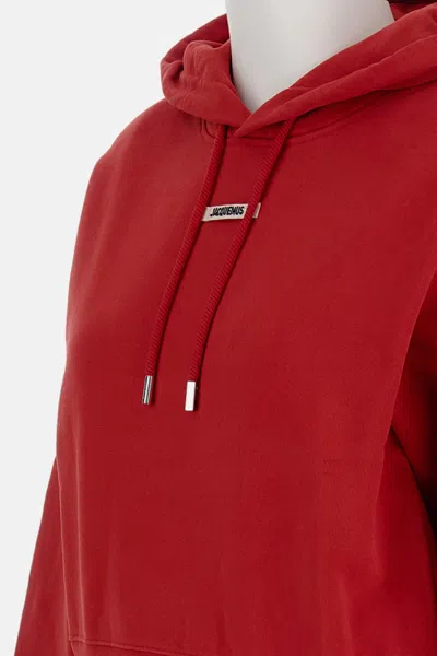 Jacquemus Le Hoodie Gros Grain Cotton Hoodie In Red