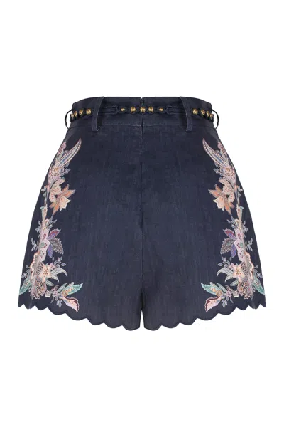 Zimmermann Rhiannon Tuck Shorts In Blue
