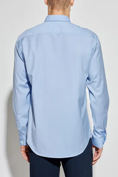 Emporio Armani Micro Chevron Textured New York Fit Shirt In Blue