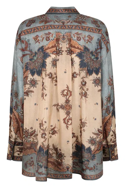 Zimmermann Ascension Silk Manstyle Shirt In Multi