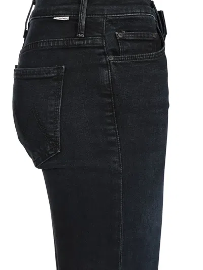 Mother The Weekender' Black Flared Jeans With Branded Button In Stretch Cotton Denim In Blue