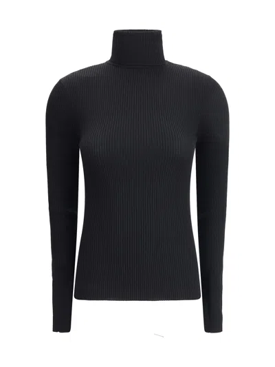 Wolford Ribbed Turtleneck Sweater In Virgin Wool In Black