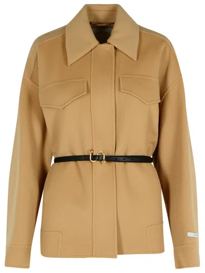 Sportmax Wool Short Coat In Brown