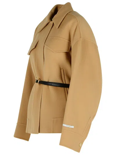 Sportmax Wool Short Coat In Brown