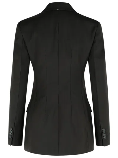 Sportmax Double-breasted Brown Wool Jacket In Black