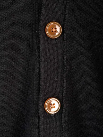 Vivienne Westwood Black V Neck Cardigan With Orb Embroidery In Cotton And Cashmere In Black