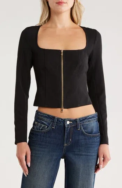 L'agence Ainslee Zip-front Top In Black