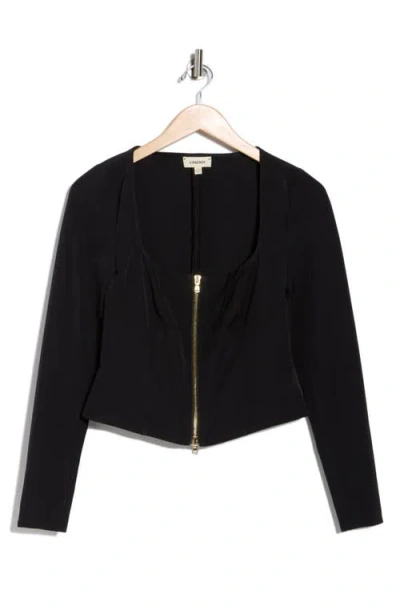 L'agence Ainslee Zip-front Top In Black