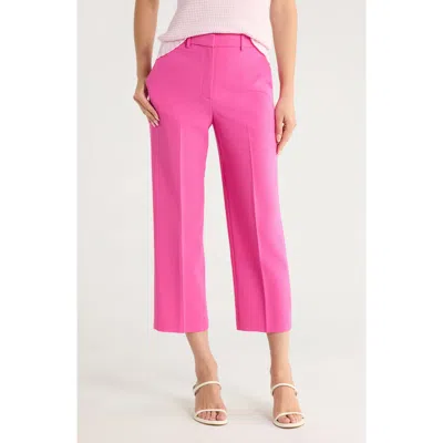 Theory Cropped Wool-blend Straight-leg Pants In Pink