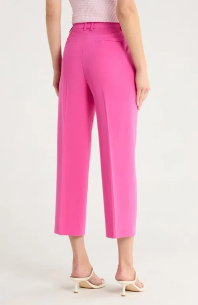 Theory Cropped Wool-blend Straight-leg Pants In Pink