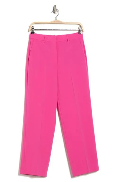 Theory Cropped Wool-blend Straight-leg Pants In Pink
