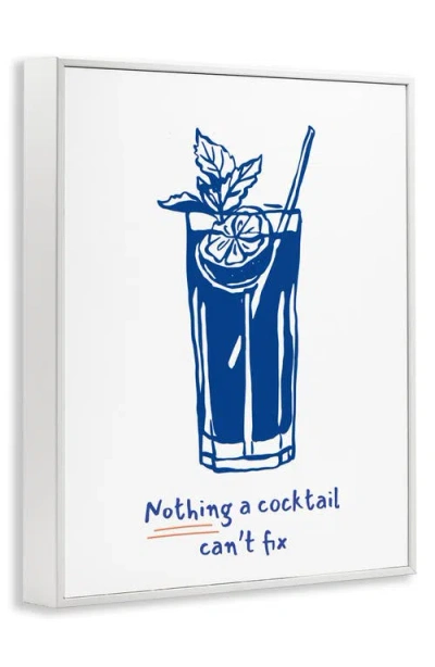 Stupell Industries Nothing A Cocktail Can't Fix Framed Canvas Wall Art In Blue