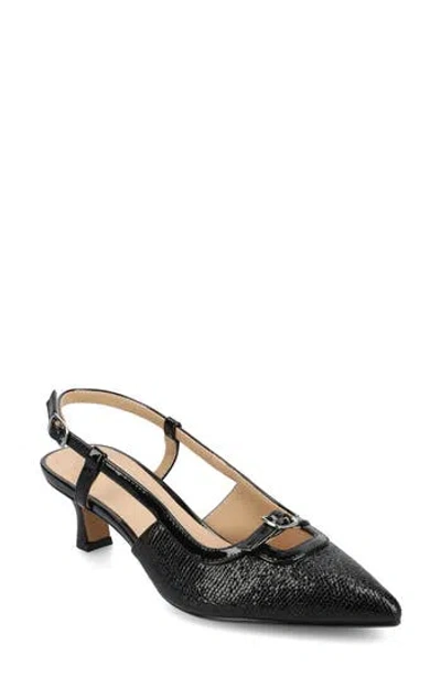 Journee Collection Womens Pointed Closed Toe Kitten Heel Pumps In Black