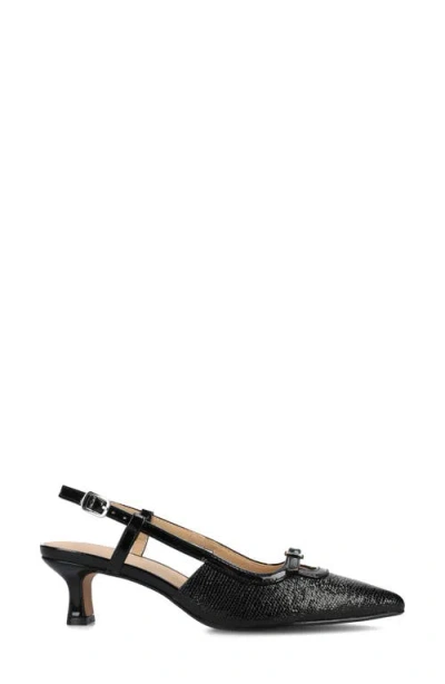 Journee Collection Womens Pointed Closed Toe Kitten Heel Pumps In Black