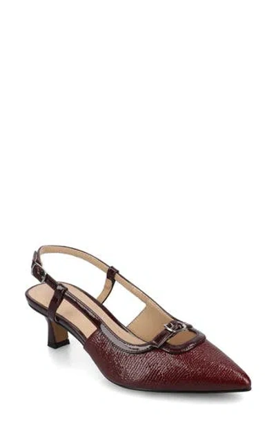 Journee Collection Womens Pointed Closed Toe Kitten Heel Pumps In Burgundy