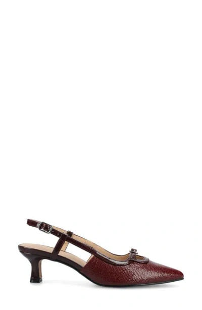 Journee Collection Womens Pointed Closed Toe Kitten Heel Pumps In Burgundy