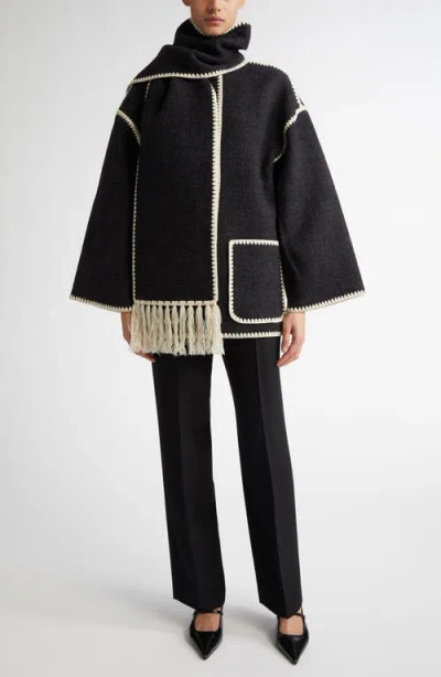 Totême Toteme Embroidered Scarf Wool Jacket In Black