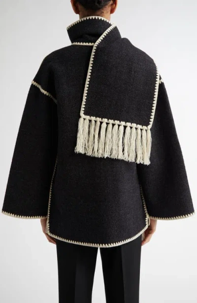 Totême Toteme Embroidered Scarf Wool Jacket In Black