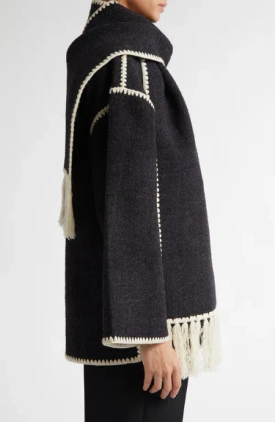 Totême Toteme Embroidered Scarf Wool Jacket In Black