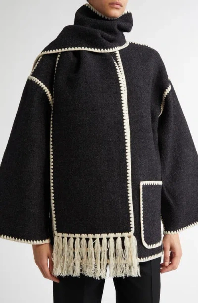 Totême Toteme Embroidered Scarf Wool Jacket In Black