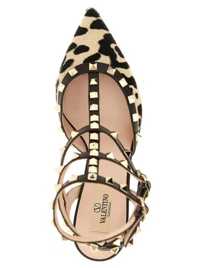 Valentino Rockstud Pointed Toe Animal Print Pumps In Multi