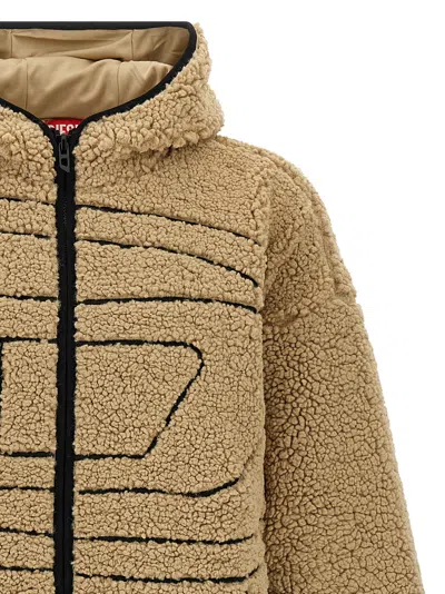 Diesel S-zat Teddy Zip Hoodie In Brown