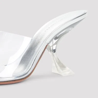 Amina Muaddi Metallic Open-toe Sandals With Sculptural Heel In White