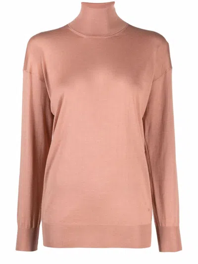 Tom Ford Silk Blend Turtleneck Sweater In Brown