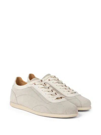 Brunello Cucinelli Suede Lace-up Low-top Sneakers In Gray