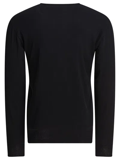 Tom Ford Henley Cotton Stretch Ribbed Long Sleeved T-shirt In Black