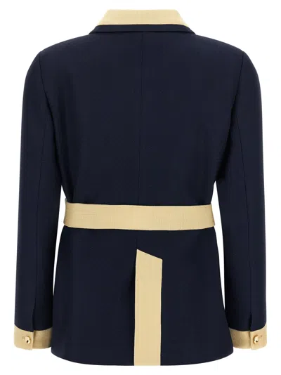 Valentino Blue/ivory Jacket With Belt In Blue