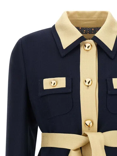 Valentino Blue/ivory Jacket With Belt In Blue