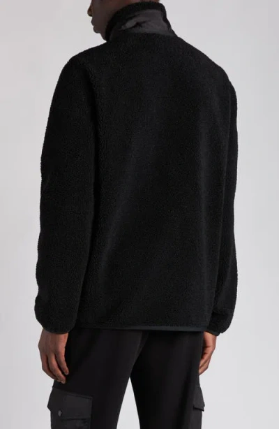 Moncler Teddy-effect Fleece Sweatshirt With Zip And Pocket In Black
