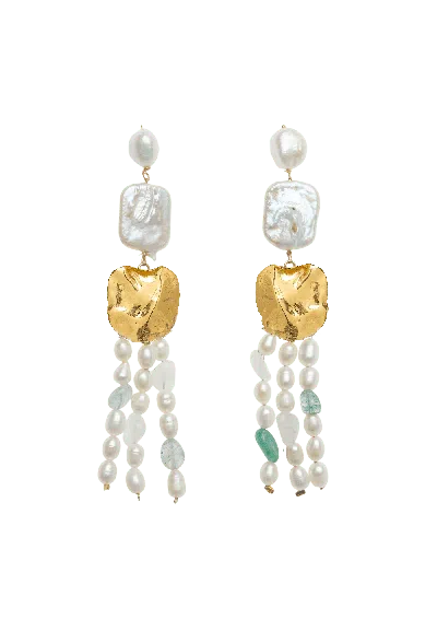 Lavani Jewels Women's White Juno Pearl Earrings In Metallic