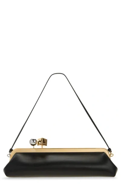 Jacquemus Rectangular Silhouette Clutch Bag With Top Handle In Black