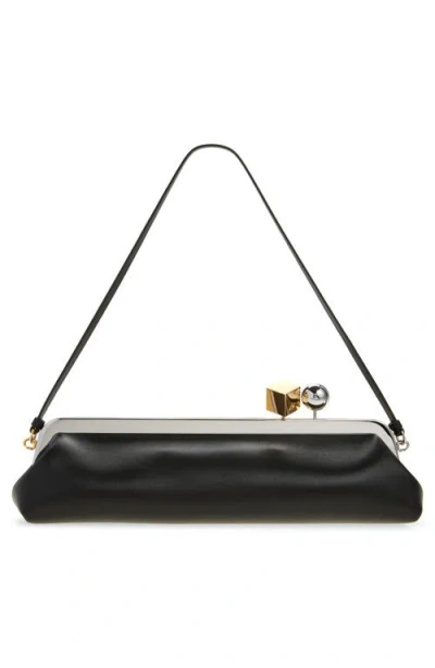 Jacquemus Rectangular Silhouette Clutch Bag With Top Handle In Black