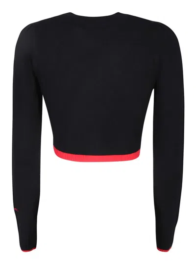 Ganni Long Sleeve O-neck Cropped Cardigan In Black