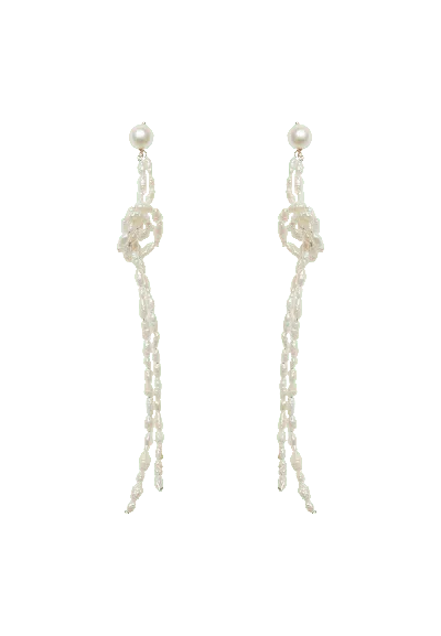 Lavani Jewels Women's White Hebe Pearls Earrings In Silver