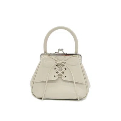 Oryany Mini Lace-up Patent Leather Top-handle Bag In Ivory