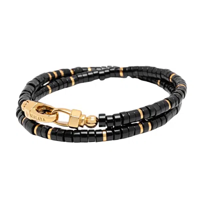 Nialaya Black Onyx Heishi Wrap Bracelet In Multi