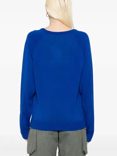 Open Yy Car Pattern Knitted Sweater In Blue