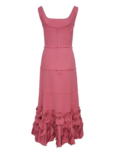 Alexis Rose-embellished Tiered Dress In Red