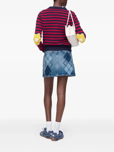 Marc Jacobs Argyle Patchwork Mini Skirt Bright Indigo In Blue