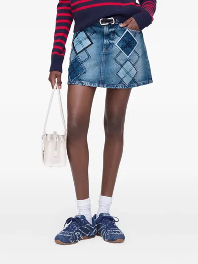 Marc Jacobs Argyle Patchwork Mini Skirt Bright Indigo In Blue