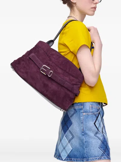 Marc Jacobs Suede Shoulder Bag With Buckle And Handle In Purple