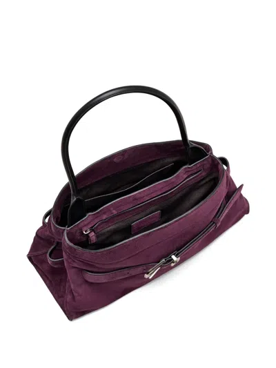 Marc Jacobs Suede Shoulder Bag With Buckle And Handle In Purple