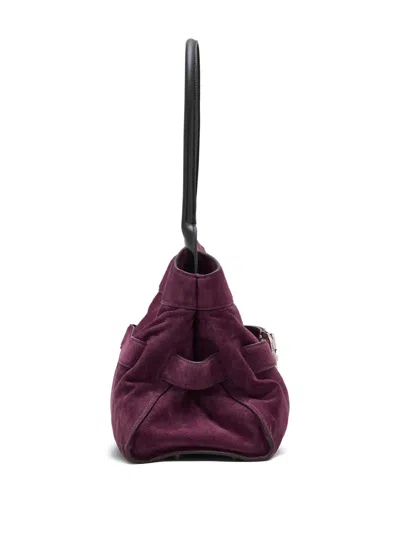 Marc Jacobs Suede Shoulder Bag With Buckle And Handle In Purple